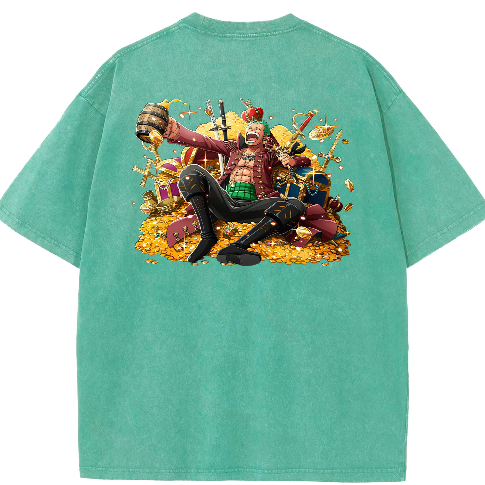 ワンピース ロロノア・ゾロ ONE PIECE Roronoa Zoro 綿100% ヴィンテージ風 半袖Tシャツ（背面プリント）